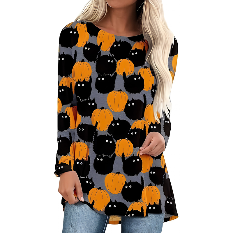Women's Loose Fit Long Sleeve Tunic Top