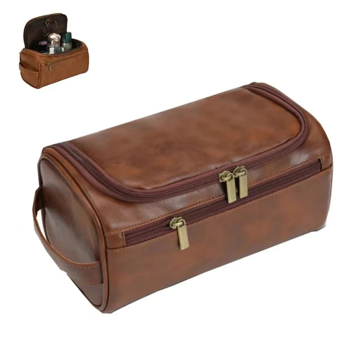 PU Leather Toiletry Bag for Men & Women – Hanging Travel Dopp Kit Organizer