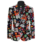 Men's Halloween Sugar Skull Blazer & Tie Set