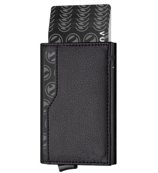 RFID Blocking Leather Credit Card Case 💳🖤 Double ID Window Wallet