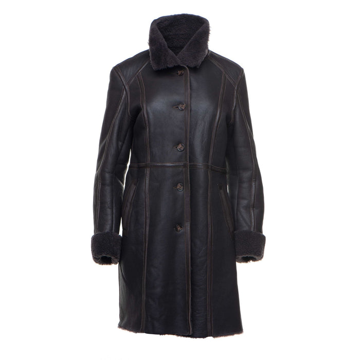 Women’s Shaunnas Buttoned 3/4 Length Shearling Coat