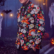 Men's Halloween Sugar Skull Blazer & Tie Set