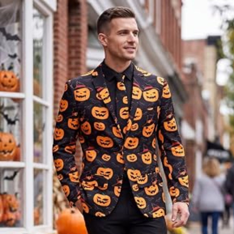 Men's Halloween Sugar Skull Blazer & Tie Set