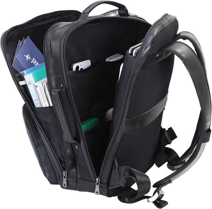 17.3" Full Grain Leather Laptop Business Travel Backpack