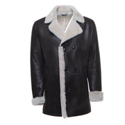 Jozefs 3/4 Length Brown Shearling Buttoned Coat