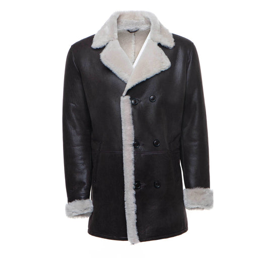 Jozefs 3/4 Length Brown Shearling Buttoned Coat