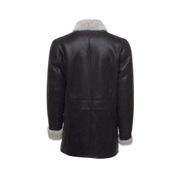 Jozefs 3/4 Length Brown Shearling Buttoned Coat