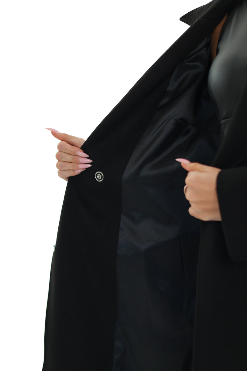 Black Cashmere Blend Coat for Women
