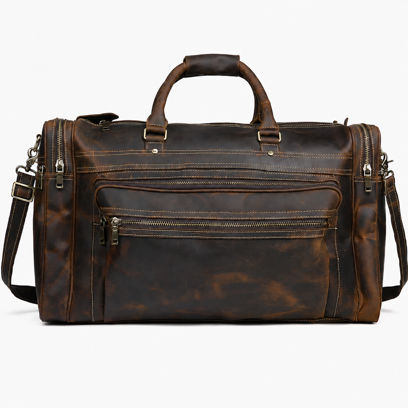 Men's Hade-made Full-Grain Leather Duffle | Weekender Bag