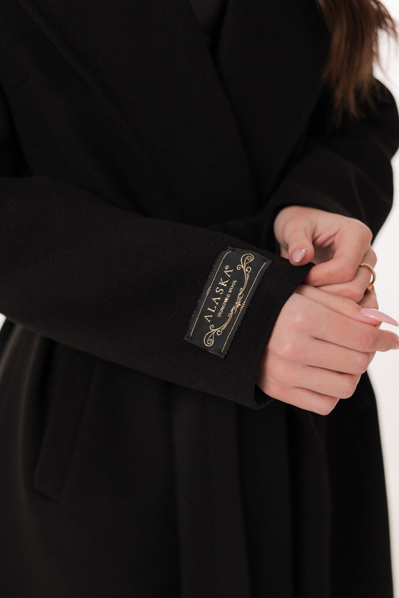 Black Cashmere Wool Blend Overcoat