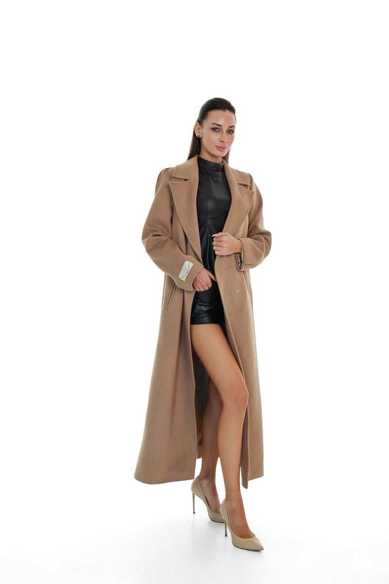 Camel Cashmere Blend Coat for Women