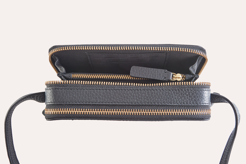 Zip Around Pebble Leather Crossbody