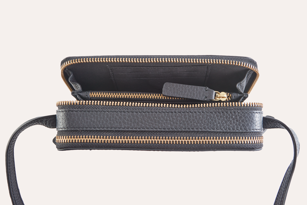 Zip Around Pebble Leather Crossbody