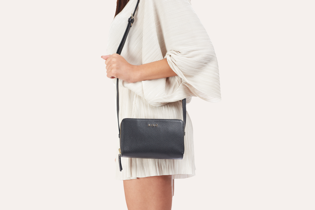 Zip Around Pebble Leather Crossbody