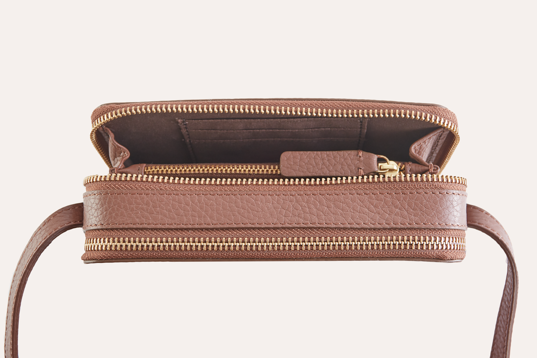 Zip Around Pebble Leather Crossbody