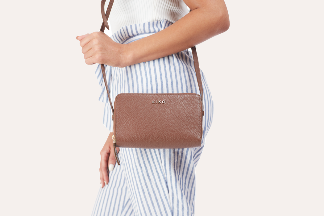 Zip Around Pebble Leather Crossbody
