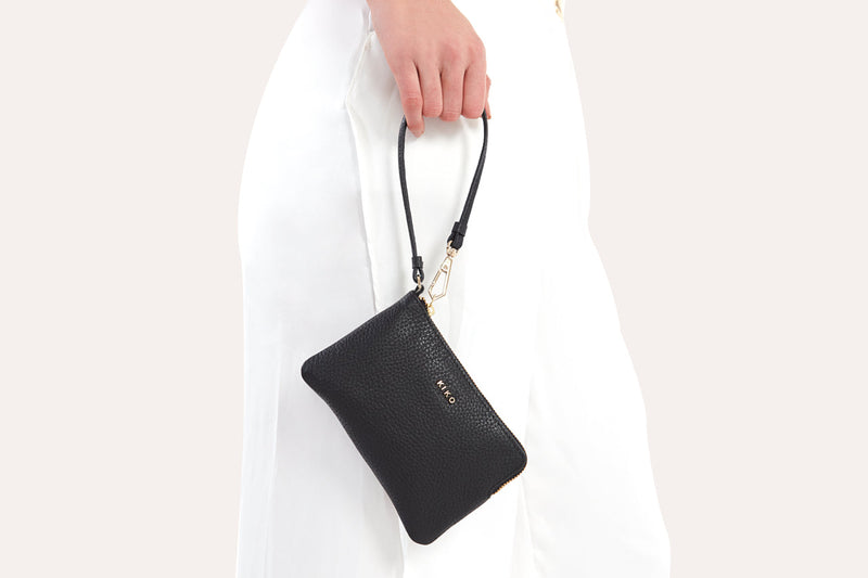 Genuine Pebble Leather Wristlet