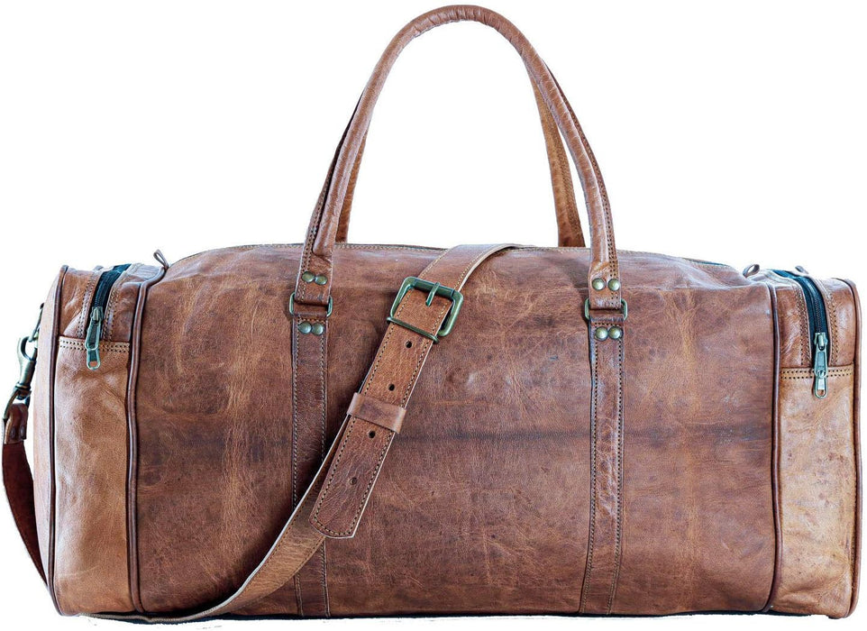 Premium Top Grain Leather Duffel Bag – Large Travel, Gym & Overnight Weekender