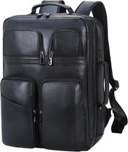 17.3" Full Grain Leather Laptop Business Travel Backpack