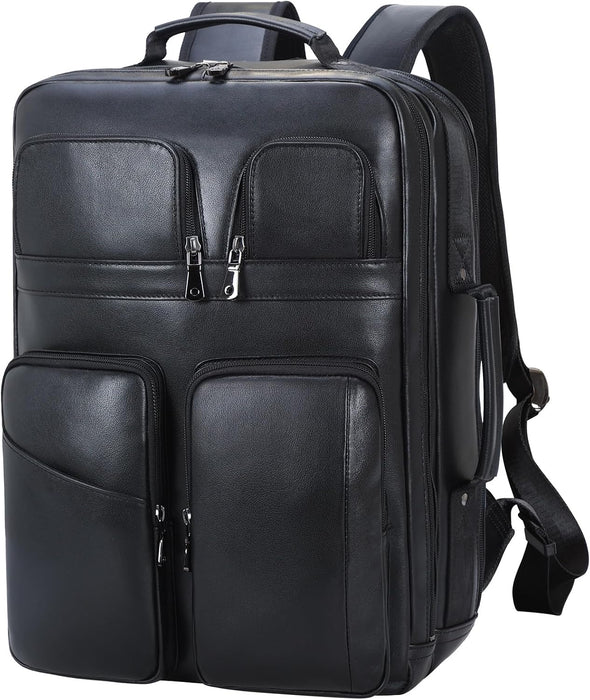 17.3" Full Grain Leather Laptop Business Travel Backpack