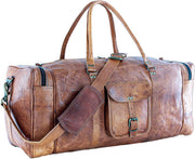 Premium Top Grain Leather Duffel Bag – Large Travel, Gym & Overnight Weekender