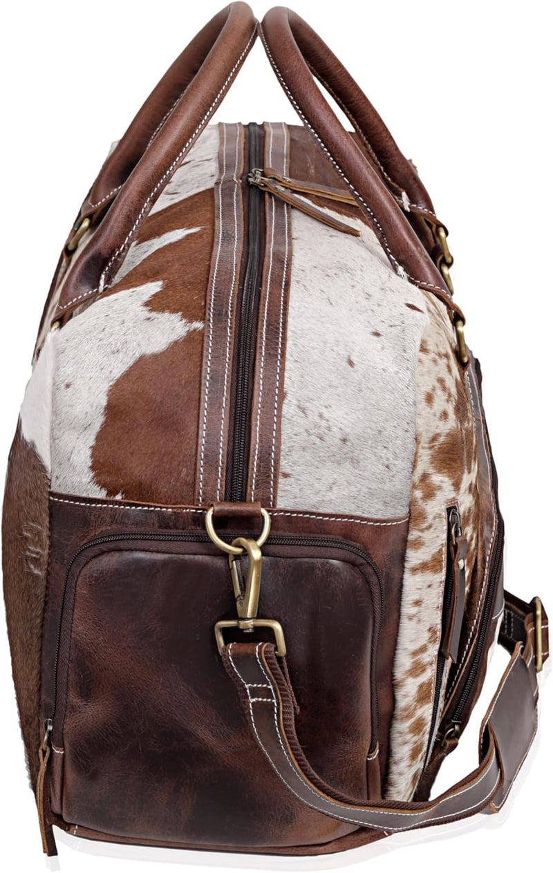 22" – Brown & White Hair-On-Hide Travel WeekenderWeekender
