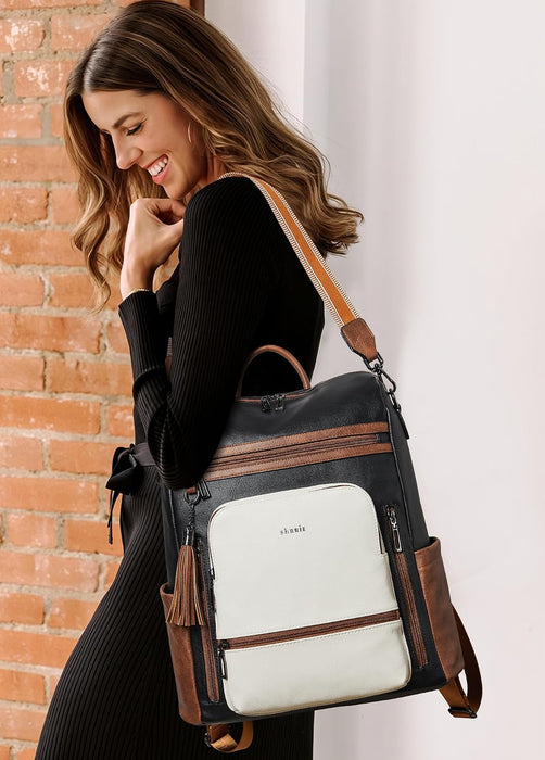 Vegan Leather Laptop Backpack for Women – 15.6" Fashion Work & Travel Backpack