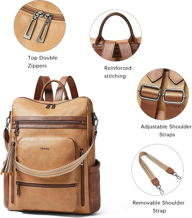 Vegan Leather Laptop Backpack for Women – 15.6" Fashion Work & Travel Backpack