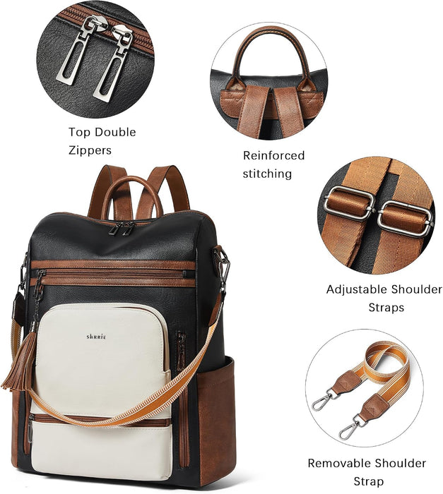 Vegan Leather Laptop Backpack for Women – 15.6" Fashion Work & Travel Backpack