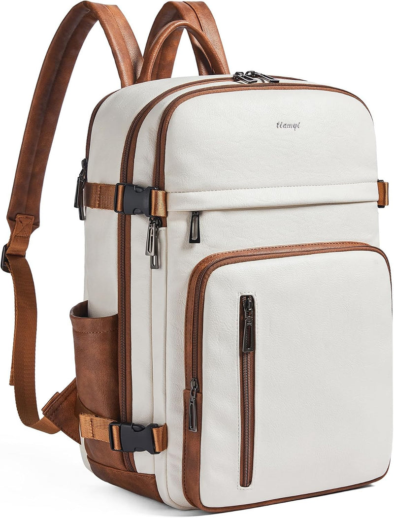Vegan Leather Laptop Backpack for Women & Men – 17" Laptop Travel Backpack
