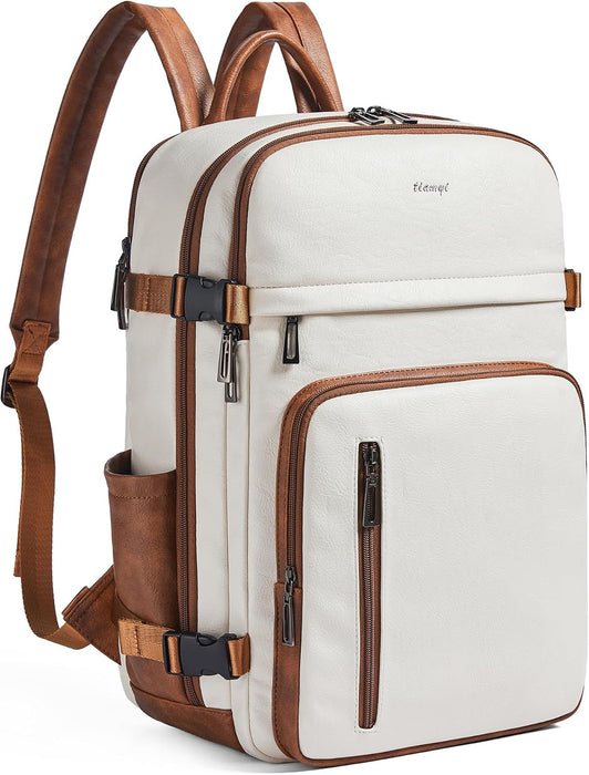 Vegan Leather Laptop Backpack for Women & Men – 17" Laptop Travel Backpack