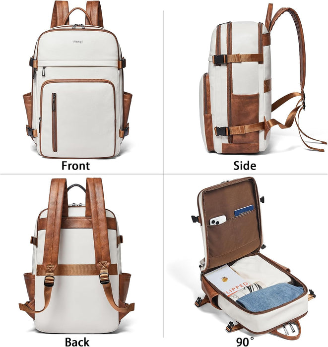 Vegan Leather Laptop Backpack for Women & Men – 17" Laptop Travel Backpack