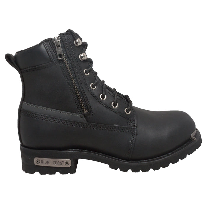 Women's 6" Reflective Double Zipper Biker Boot — Black