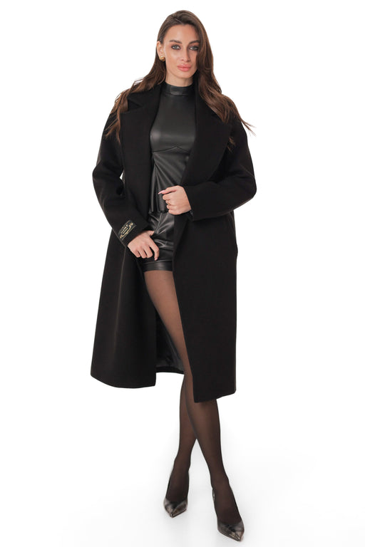 Black Cashmere Wool Blend Overcoat
