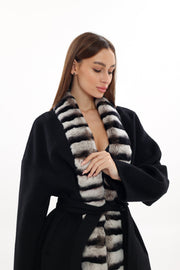 Genuine Rabbit Fur Cashmere Wool Coat for Women