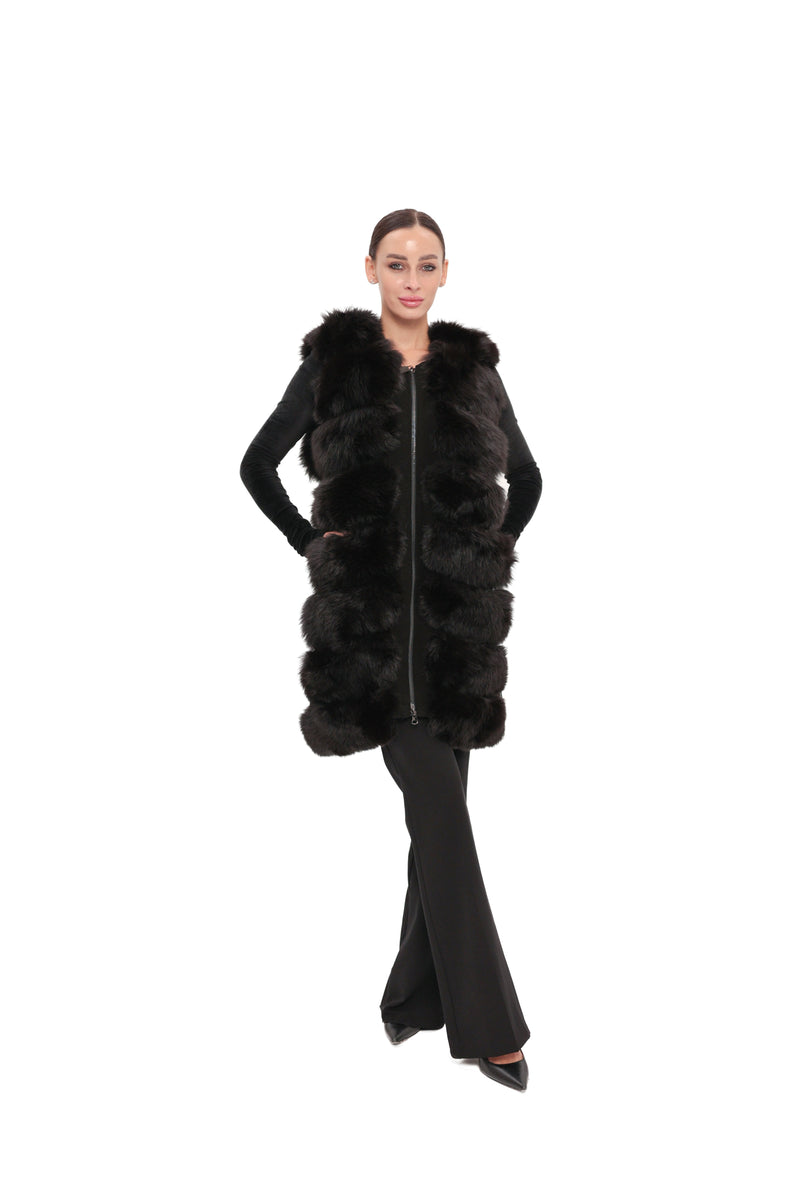 Genuine Polar Fox Fur Vest – 90 cm Longline