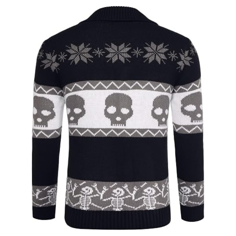 Men's Halloween Pumpkin Snowflake Cardigan Sweater