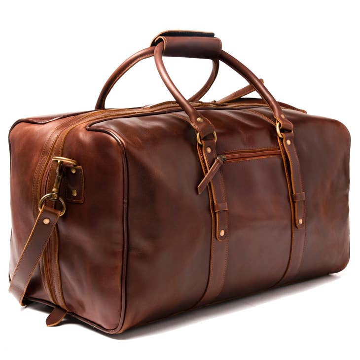 Samantha Big Mouth Leather Duffle Brown