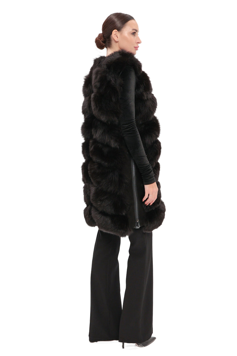 Genuine Polar Fox Fur Vest – 90 cm Longline