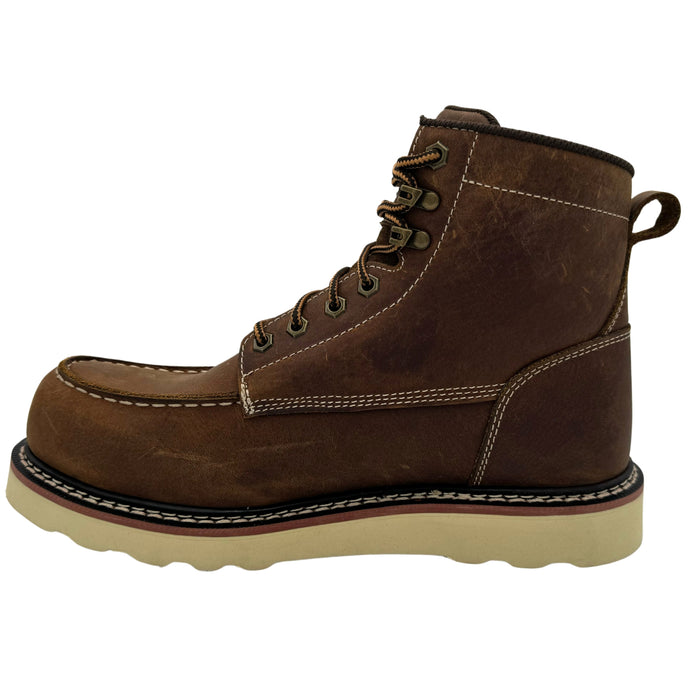 Rancho Men's 6" Crazy Horse Moc-Toe Work Boot — Brown
