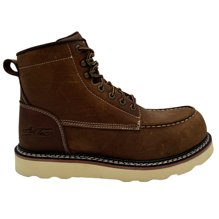 Rancho Men's 6" Crazy Horse Moc-Toe Work Boot — Brown