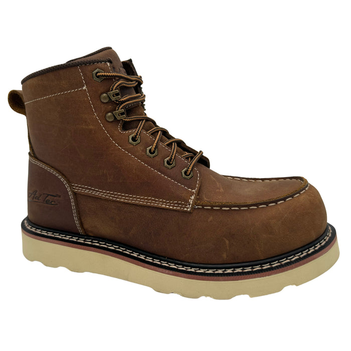 Rancho Men's 6" Crazy Horse Moc-Toe Work Boot — Brown