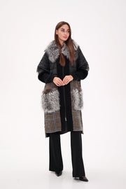 Silver Fox Wool Cashmere Coat with Detachable Fur