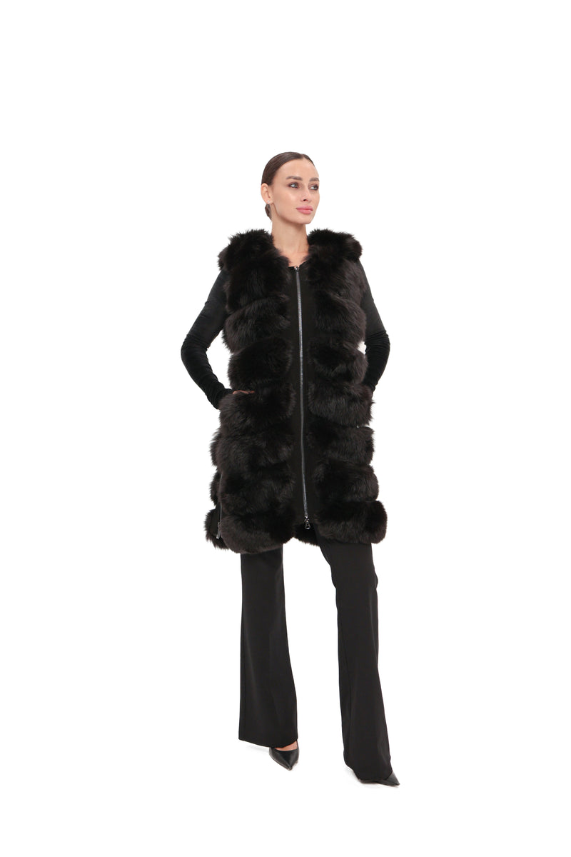 Genuine Polar Fox Fur Vest – 90 cm Longline