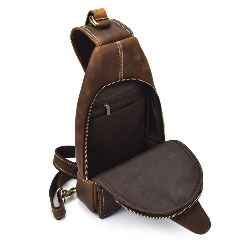 Rustic Leather Chest Bag | Single Strap Backpack
