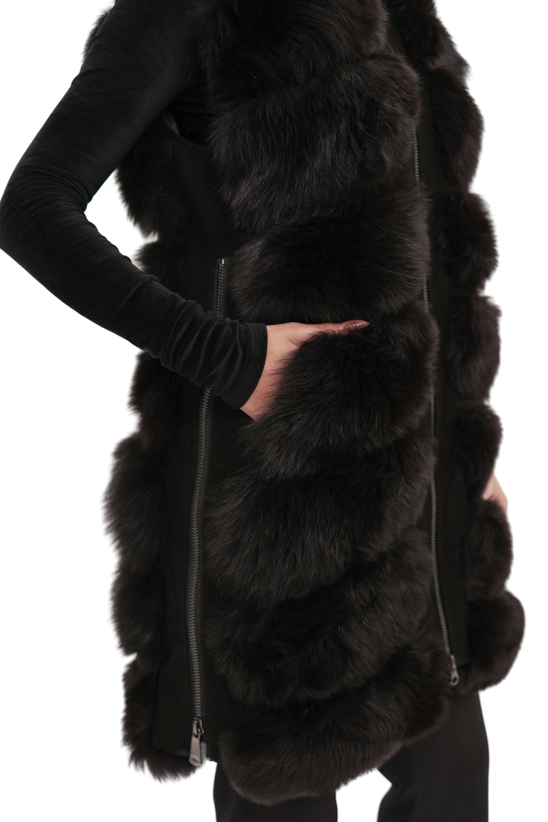 Genuine Polar Fox Fur Vest – 90 cm Longline