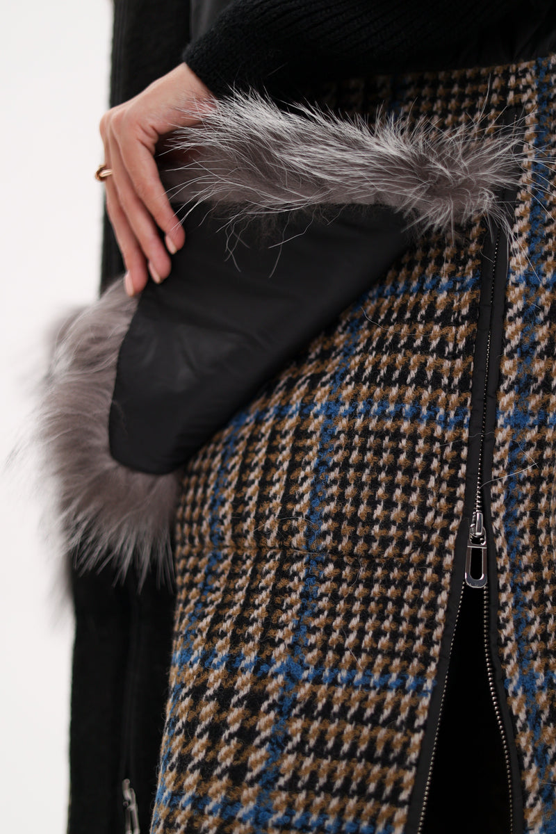 Silver Fox Wool Cashmere Coat with Detachable Fur