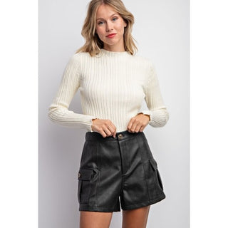 Ruby Women's Genuine Leather High Waist Shorts