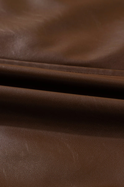 Faux Leather Drawstring Hem Jacket Women Utility Pocket Relaxed Fit
