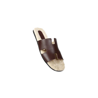 Harvey Men's H Style Cow Leather Fur Slipper